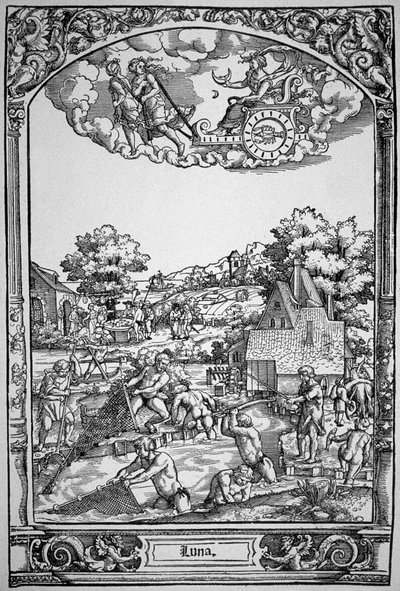 La Luna (grabado en madera) de Hans Sebald (School of) Beham