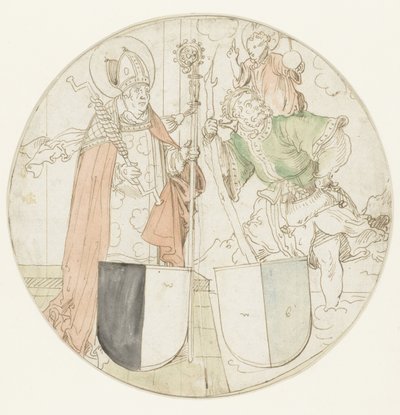 Los santos Cristóbal y Erasmo, cada uno con un escudo de armas de Hans Sebald Beham (possibly)