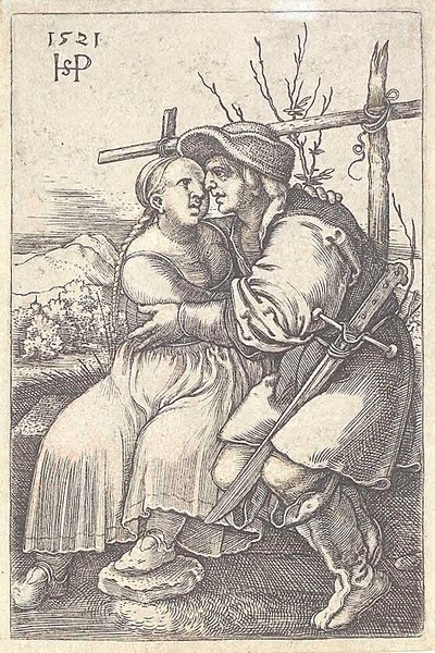 Campesino y su amante de Hans Sebald Beham