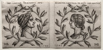 Bustos del Emperador Trajano y Domitia Calvilla, 1546 de Hans Sebald Beham