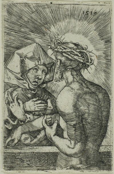 Cristo coronado de espinas hablando con su madre de Hans Sebald Beham