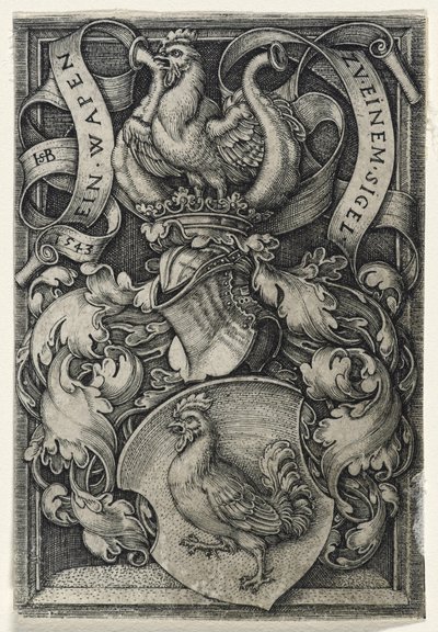 Escudo de armas con un gallo, 1543 de Hans Sebald Beham