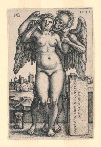 La muerte y la mujer desnuda de pie de Hans Sebald Beham