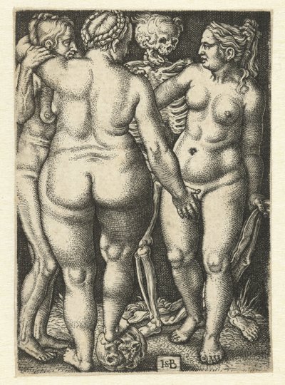 La muerte y tres mujeres desnudas de pie de Hans Sebald Beham