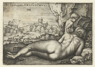 San Juan Crisóstomo como ermitaño en el desierto de Hans Sebald Beham