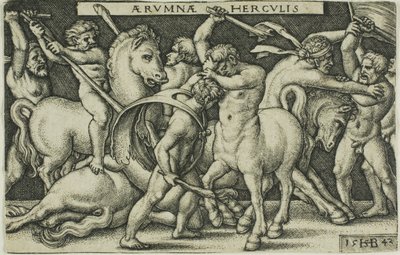 Hércules y los centauros, de los Trabajos de Hércules de Hans Sebald Beham