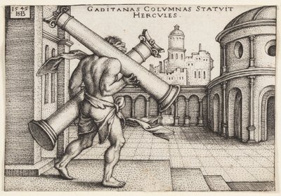 Hércules con los pilares de Hércules de Hans Sebald Beham
