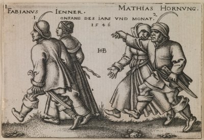 "Enero y febrero" de la serie "La fiesta de los campesinos o Los doce meses" de Hans Sebald Beham