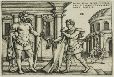 Licas trayendo la túnica de Neso a Hércules, de Los trabajos de Hércules de Hans Sebald Beham