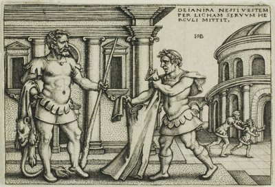 Lichas lleva la prenda de Neso a Hércules, de Los trabajos de Hércules. de Hans Sebald Beham