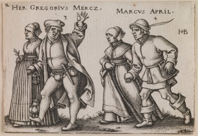 "Marzo y abril" de la serie "La fiesta de los campesinos o Los doce meses" de Hans Sebald Beham