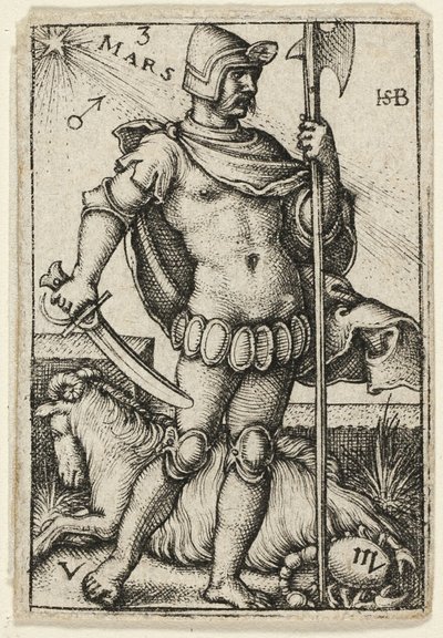 Marte, lámina tres de Los siete planetas con los zodíacos de Hans Sebald Beham