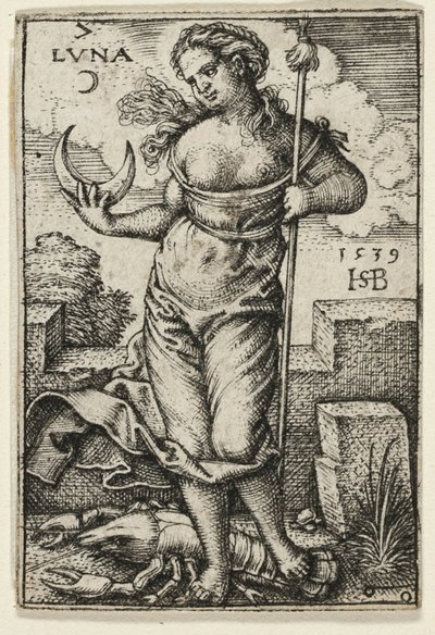Luna, placa siete de Los siete planetas con los zodiacos de Hans Sebald Beham