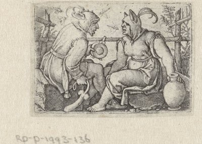 Bufón con falo y nar femenino de Hans Sebald Beham
