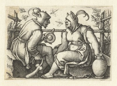 Bufón con falo y bufón femenino de Hans Sebald Beham