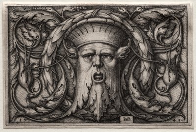 Ornamento de cabeza de sátiro y corona de Hans Sebald Beham