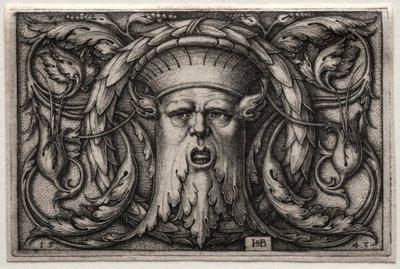 Ornamento de cabeza de sátiro y corona, 1543 de Hans Sebald Beham