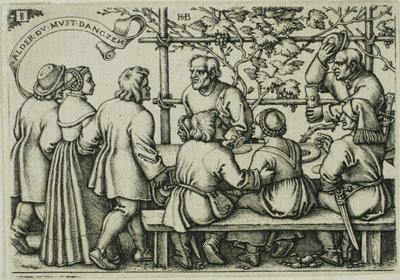 Fiesta de los campesinos, lámina 8 de la Fiesta de los campesinos o de los doce meses de Hans Sebald Beham