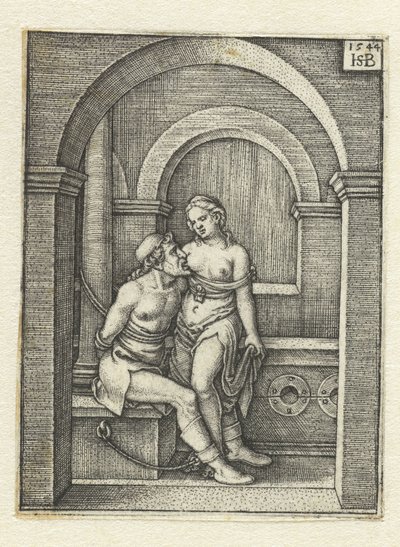 Pero mama encadenado a Cimon en la carcel Cáritas Romana de Hans Sebald Beham
