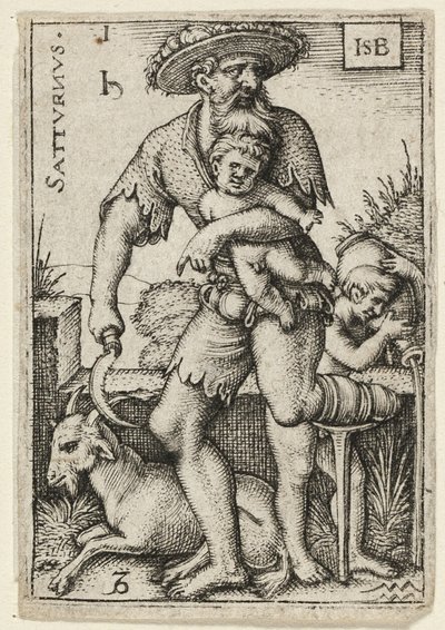 Saturno, lámina uno de Los siete planetas con los zodíacos de Hans Sebald Beham