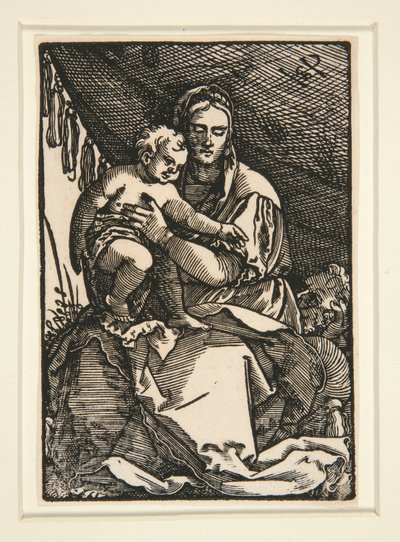 La Sagrada Familia bajo el dosel de Hans Sebald Beham