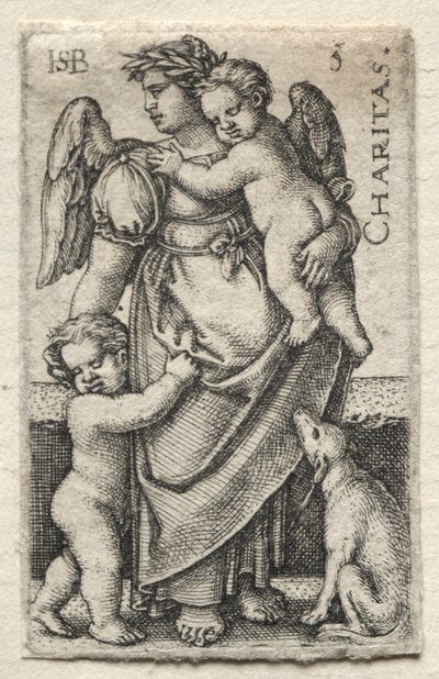 El Conocimiento de Dios y las Siete Virtudes Cardinales: Caridad - Charitas de Hans Sebald Beham