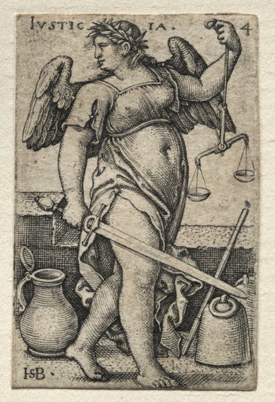 El Conocimiento de Dios y las Siete Virtudes Cardinales: Justicia - Justicia de Hans Sebald Beham
