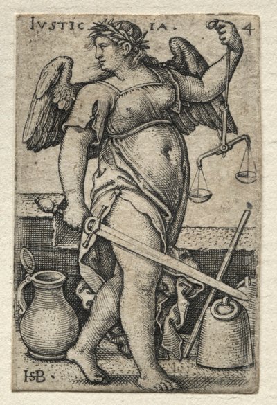 El Conocimiento de Dios y las Siete Virtudes Cardinales: Justicia - Justicia de Hans Sebald Beham