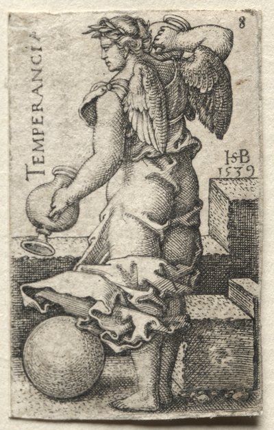 El conocimiento de Dios y las siete virtudes cardinales: Templanza - Temperancia de Hans Sebald Beham