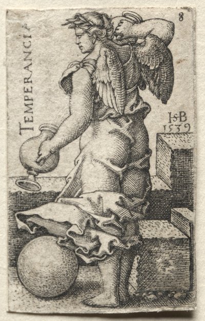 El Conocimiento de Dios y las Siete Virtudes Cardinales: Templanza - Temperancia de Hans Sebald Beham