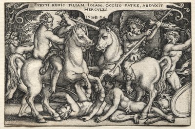 Los trabajos de Hércules: Hércules secuestrando a Iole de Hans Sebald Beham