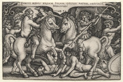Los trabajos de Hércules: Hércules secuestrando a Iole, 1544 de Hans Sebald Beham