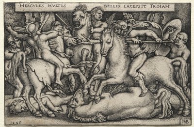 Los trabajos de Hércules: Hércules conquistando Troya, 1545 de Hans Sebald Beham