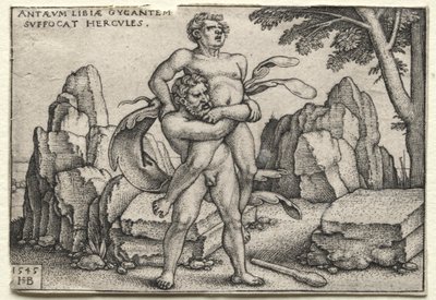 Los trabajos de Hércules: Hércules aplastando a Anteo de Hans Sebald Beham