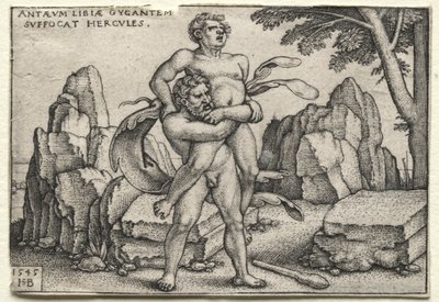 Los trabajos de Hércules: Hércules aplastando a Anteo, 1545 de Hans Sebald Beham