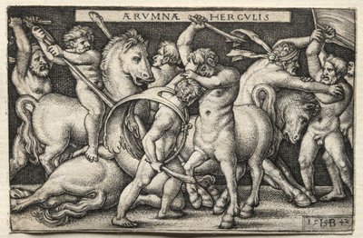 Los trabajos de Hércules: Hércules derrotando a los centauros, 1542 de Hans Sebald Beham