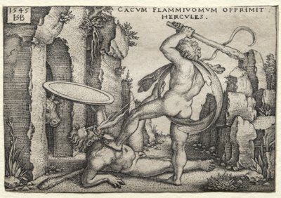 Los trabajos de Hércules: Hércules matando al gigante Caco de Hans Sebald Beham