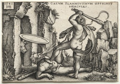 Los trabajos de Hércules: Hércules matando al gigante Caco, 1545 de Hans Sebald Beham