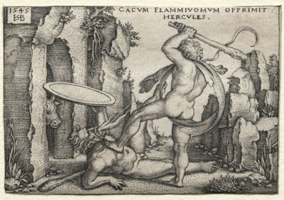 Los trabajos de Hércules: Hércules matando al gigante Caco, 1545 de Hans Sebald Beham