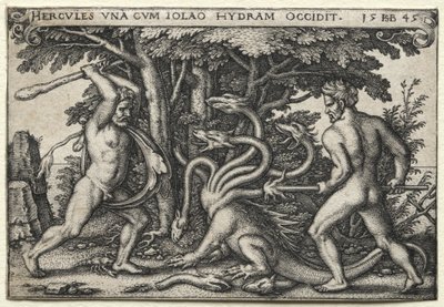 Los trabajos de Hércules: Hércules matando a la Hidra de Lerna de Hans Sebald Beham