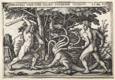 Los trabajos de Hércules: Hércules matando a la Hidra de Lerna de Hans Sebald Beham