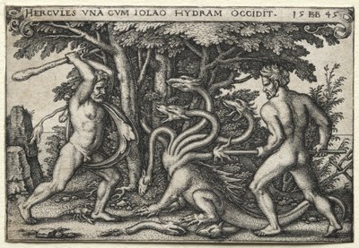 Los Trabajos de Hércules: Hércules matando a la Hidra de Lerna, 1545 de Hans Sebald Beham