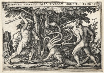 Los Trabajos de Hércules: Hércules matando a la Hidra de Lerna, 1545 de Hans Sebald Beham