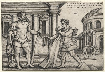 Hércules recibiendo la prenda empapada en sangre de Nessuss, 1542. de Hans Sebald Beham