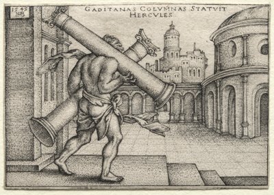 Los trabajos de Hércules: Hércules y las columnas de Gades de Hans Sebald Beham