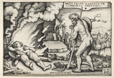 Los trabajos de Hércules: Hércules en su pira de Hans Sebald Beham
