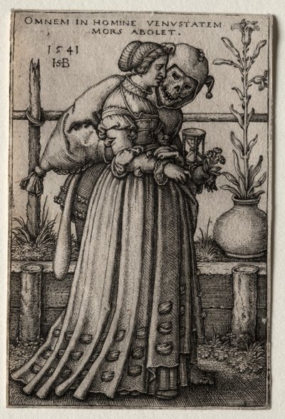 La dama de la muerte disfrazada de tonta, 1541 de Hans Sebald Beham