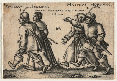 La Boda Campesina o los Doce Meses: 1-Fabianus Jenner 2-Mathias Hornung de Hans Sebald Beham