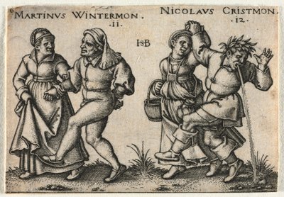 La Boda Campesina o los Doce Meses: 11-Martinus Wintermon 12-Nicolaus Cristmon, 1546 de Hans Sebald Beham