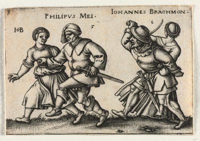 La Boda Campesina o los Doce Meses: 5-Philipus Mei 6-Johannes Brachmon de Hans Sebald Beham